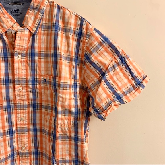 Button up short sleeve shirt - orange gingham - Picture 3 of 7
